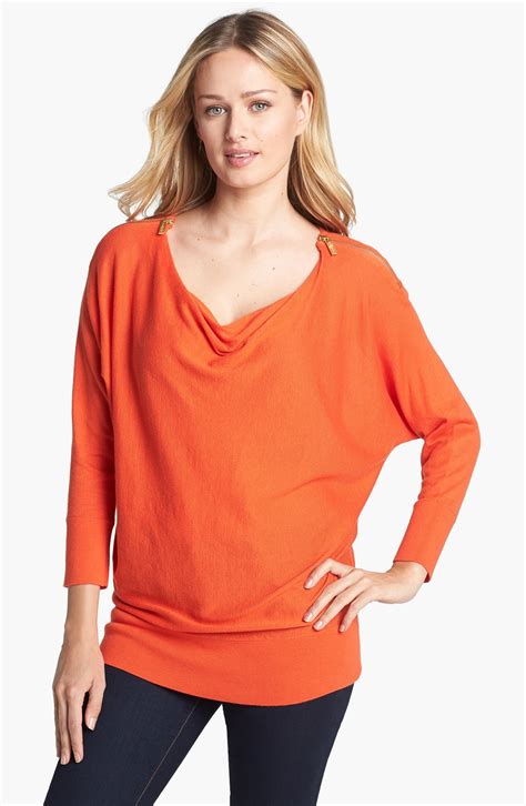 michael kors orange sweater with zipper detail|Michael Kors sweatsuits for women.